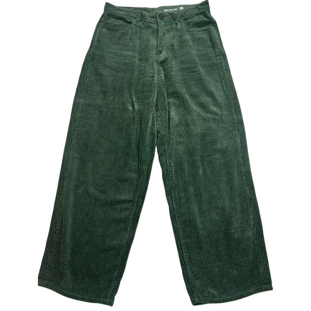 Volcom Weellow Cord Pants Women's Green Excellent Wide Leg Corduroy 28